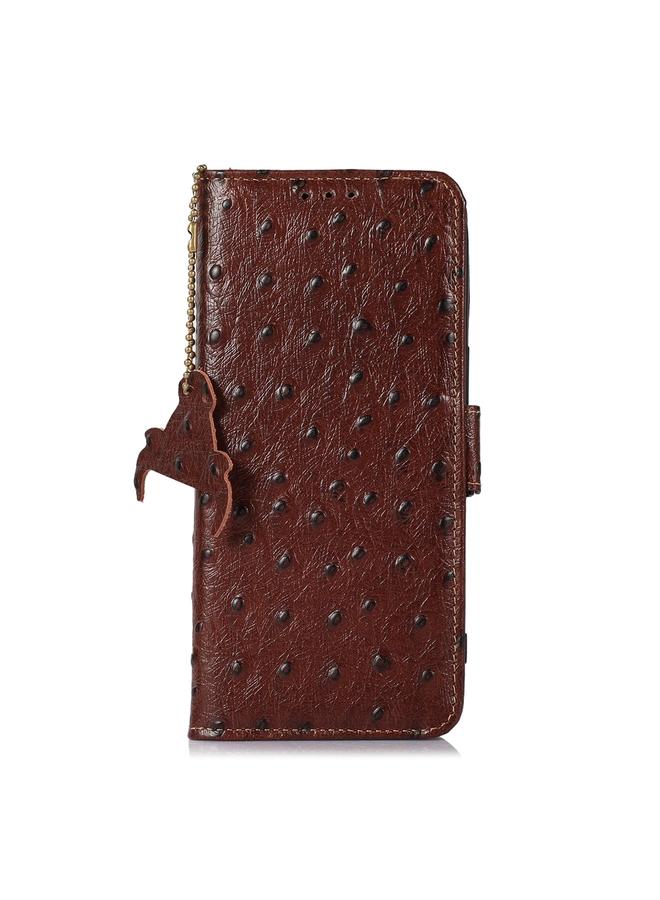 S-TOP Case For iPhone 14 Plus Ostrich Pattern Genuine Leather RFID Phone Case - Image 2