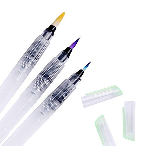 Vishal Plastic 3 Sizes Classic Styling Water Brush Pen For Watercolor Calligraphy Drawing Tool Marker,Multicolor - Image 1