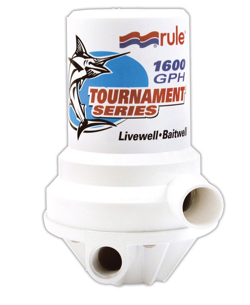 Rule 209FDP Marine 1600 Tournament Series Livewell Pump 1 NPT FemaleDual PortWhite