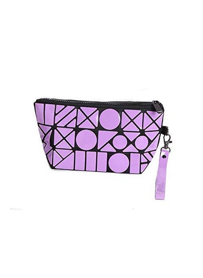 STRIPES Purple Color Pouch Cute Cosmetic Organizer Travel Kit Makeup Pouch For Women  - Image 3