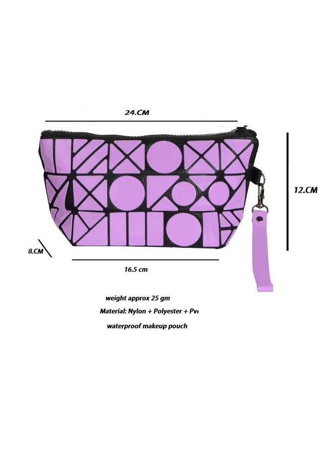 STRIPES Purple Color Pouch Cute Cosmetic Organizer Travel Kit Makeup Pouch For Women  - Image 5
