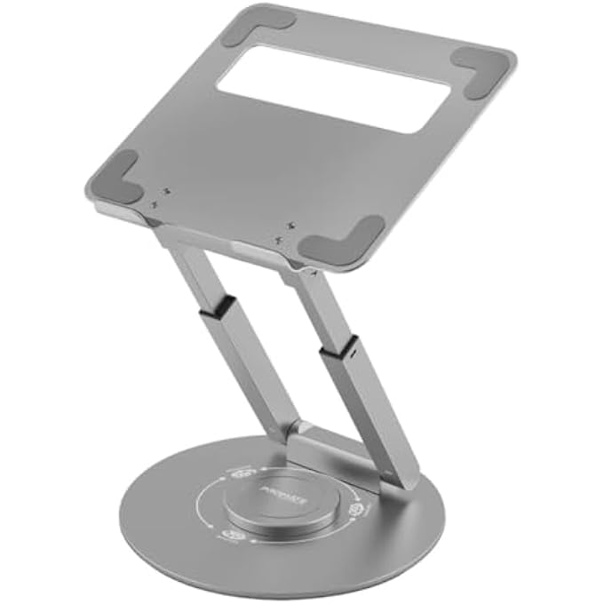 PROMATE LAPTOP STAND, ADJUSTABLE SIT TO STAND ALUMINUM LAPTOP RISER WITH ANTI-SLIP PADS, 360-DEGREE ROTATION, HEAT DISSIPATION, EXTENDABLE HEIGHT AND PORTABILITY FOR MACBOOK PRO, DESKMATE-6 - Image 1