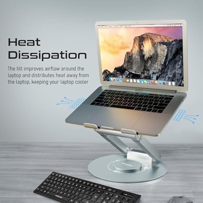 PROMATE LAPTOP STAND, ADJUSTABLE SIT TO STAND ALUMINUM LAPTOP RISER WITH ANTI-SLIP PADS, 360-DEGREE ROTATION, HEAT DISSIPATION, EXTENDABLE HEIGHT AND PORTABILITY FOR MACBOOK PRO, DESKMATE-6 - Image 3