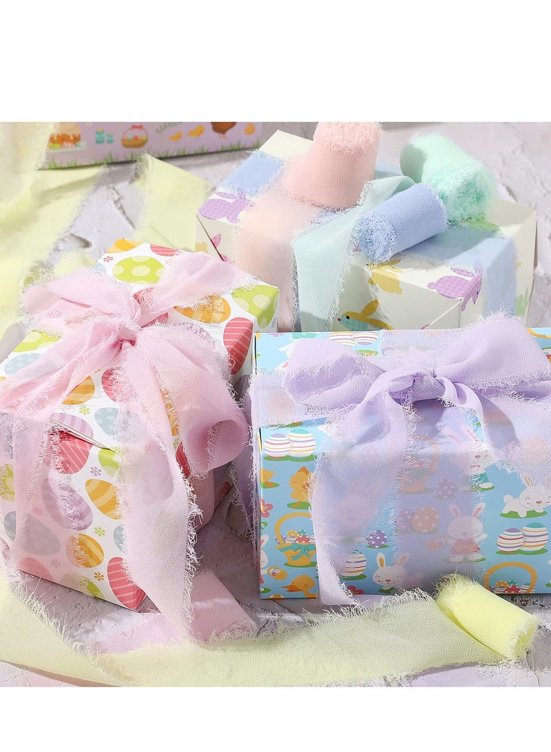 Excefore Handmade Fringe Chiffon Ribbon, 6 Rolls 3.8cm x 5 Yard(4.5m) Silk-Like Ribbon Colorful Rustic Set for Wedding Invitations, Bridal Bouquets, Gifts Wrapping, DIY Crafts(Macarons Color Set) - Image 3