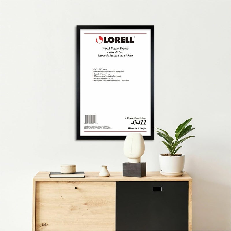 Lorell Poster Frame, 24" x 36", Wood, Black - Image 3