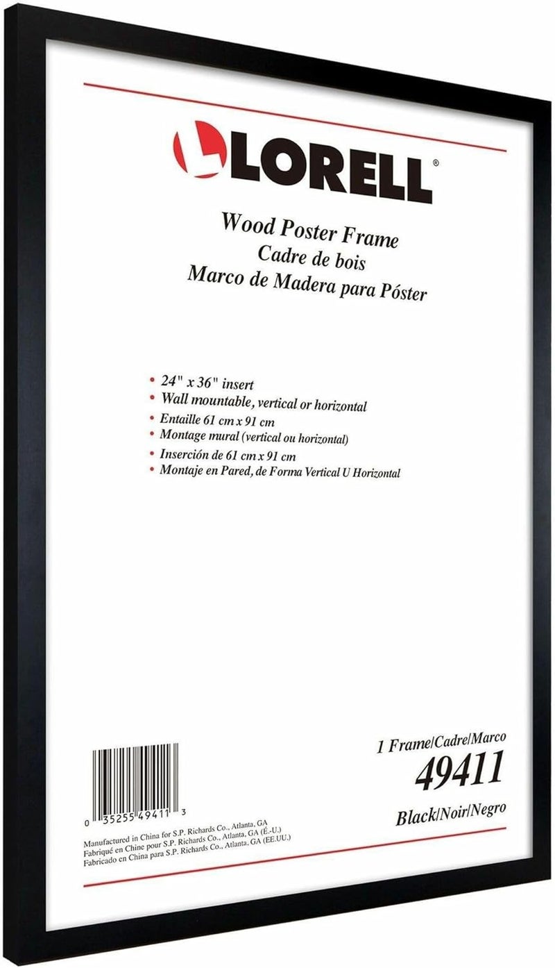 Lorell Poster Frame, 24" x 36", Wood, Black - Image 1