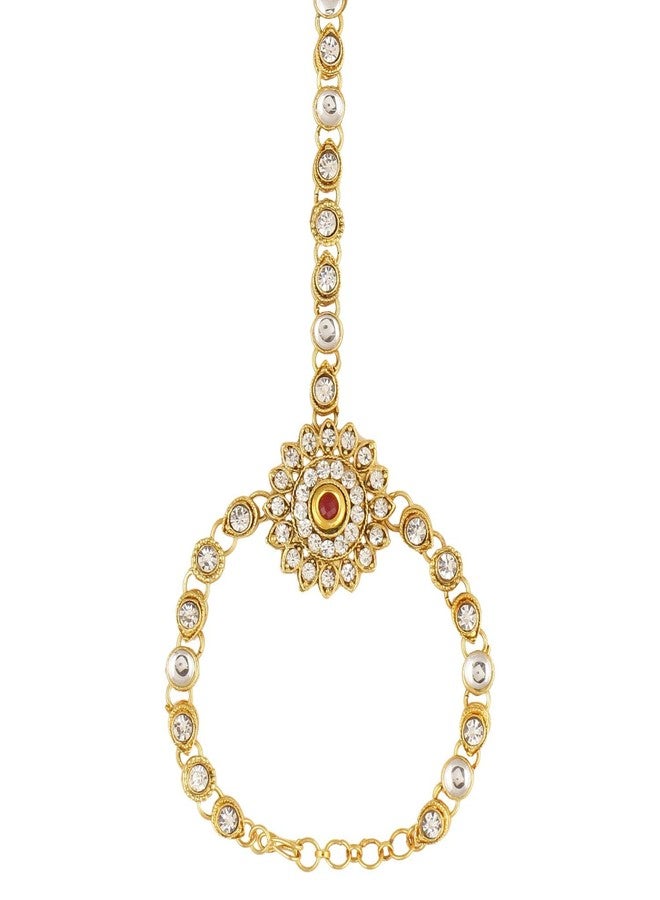 Efulgenz Indian Bollywood Kundan Finger Ring Link Chain Wedding Bridal Bracelet Hand Harness Slave Bracelet Jewelry - Image 5