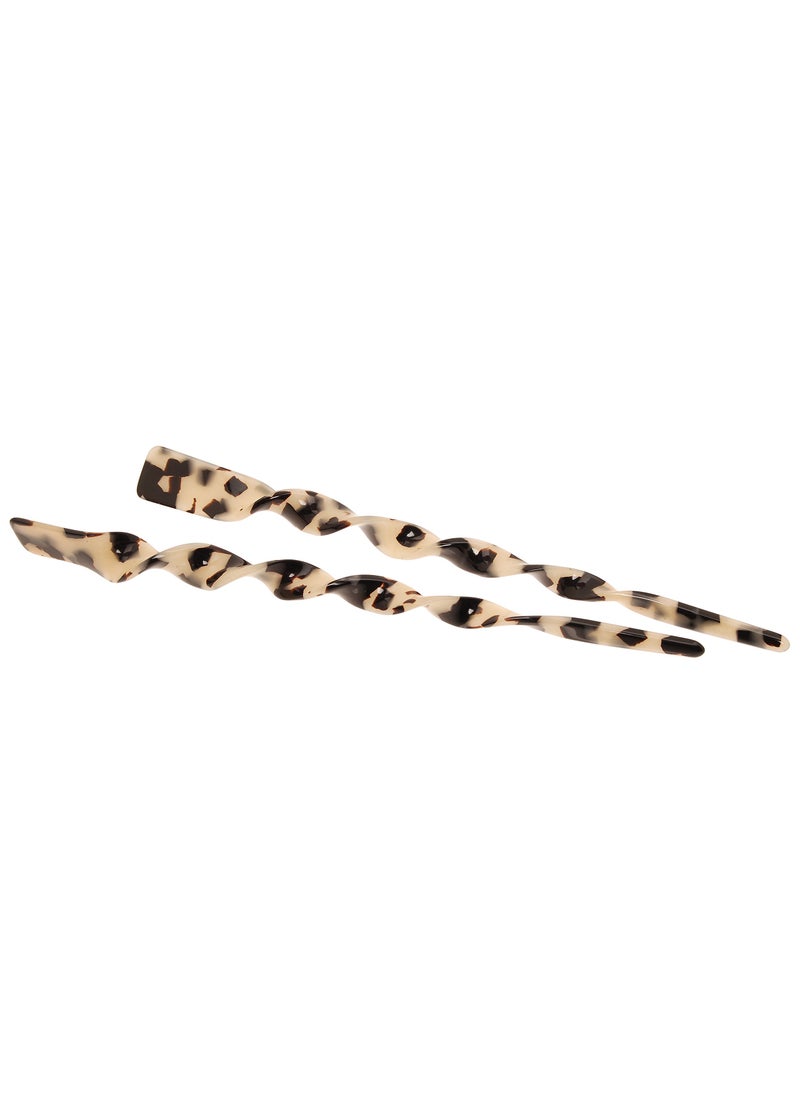 France Luxe - France Luxe Twisted Hair Stick Pair - Ivory Tokyo - Image 1