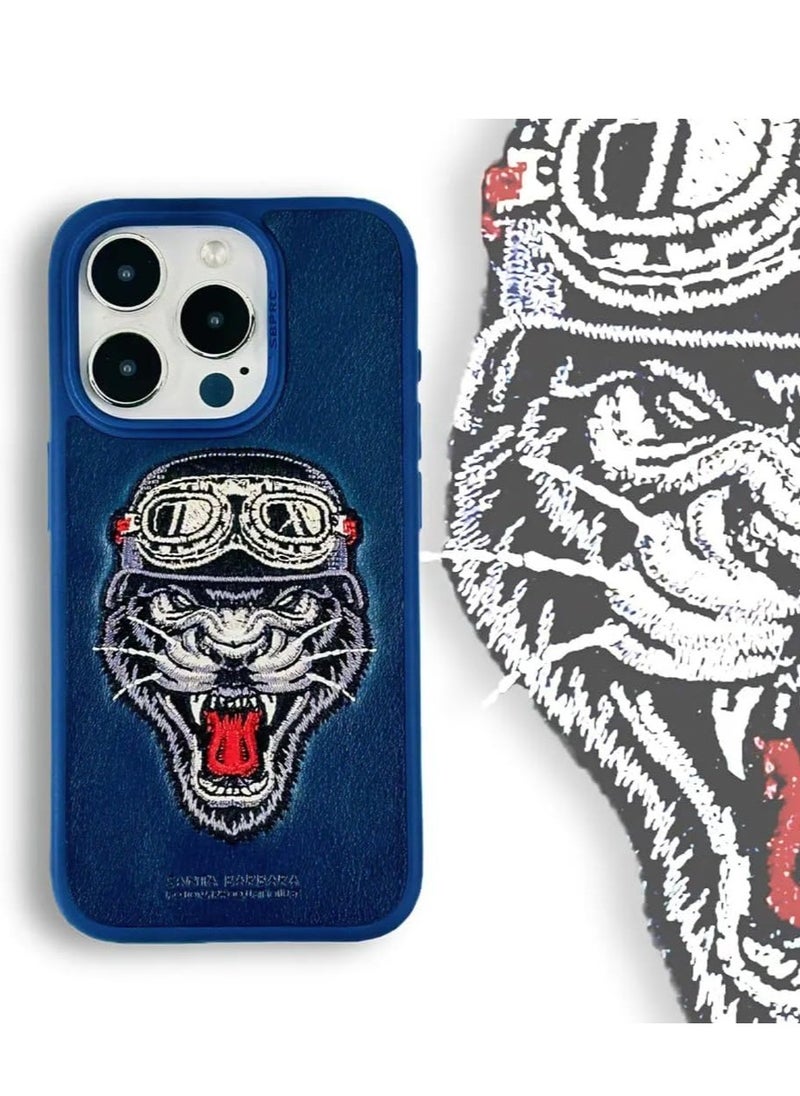 SANTA BARBARA POLO & RACQUET CLUB - Santa Barbara Polo & Racquet Club Retro Embroidery Shockproof Protective Phone Case for iPhone 15 Pro – Premium PU Leather, Soft TPU Frame, Slim Fit, Raised Edge Screen & Camera Guard, Elegant Slim Design – Thinker - Image 1