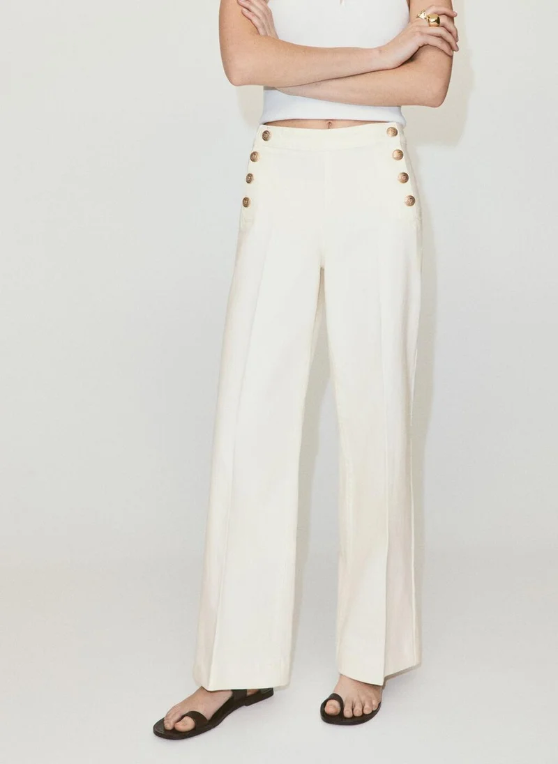 Mango Wide-Leg Jeans With Side Buttons