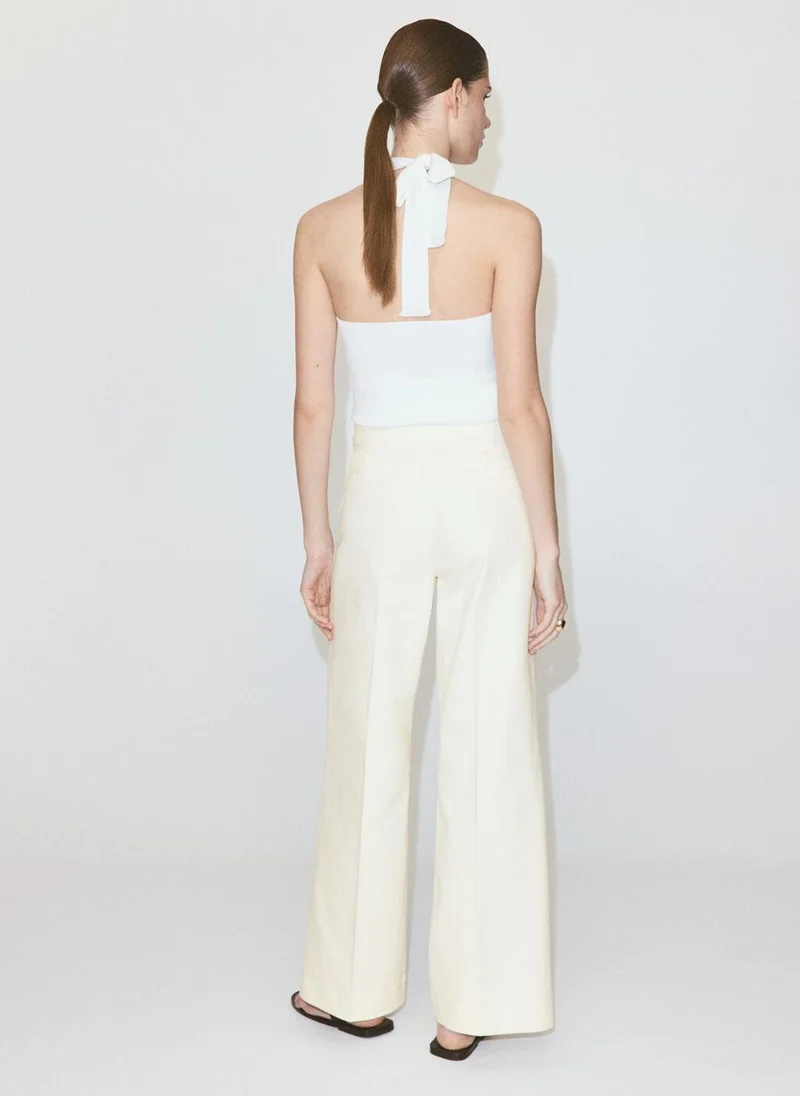 Mango Wide-Leg Jeans With Side Buttons