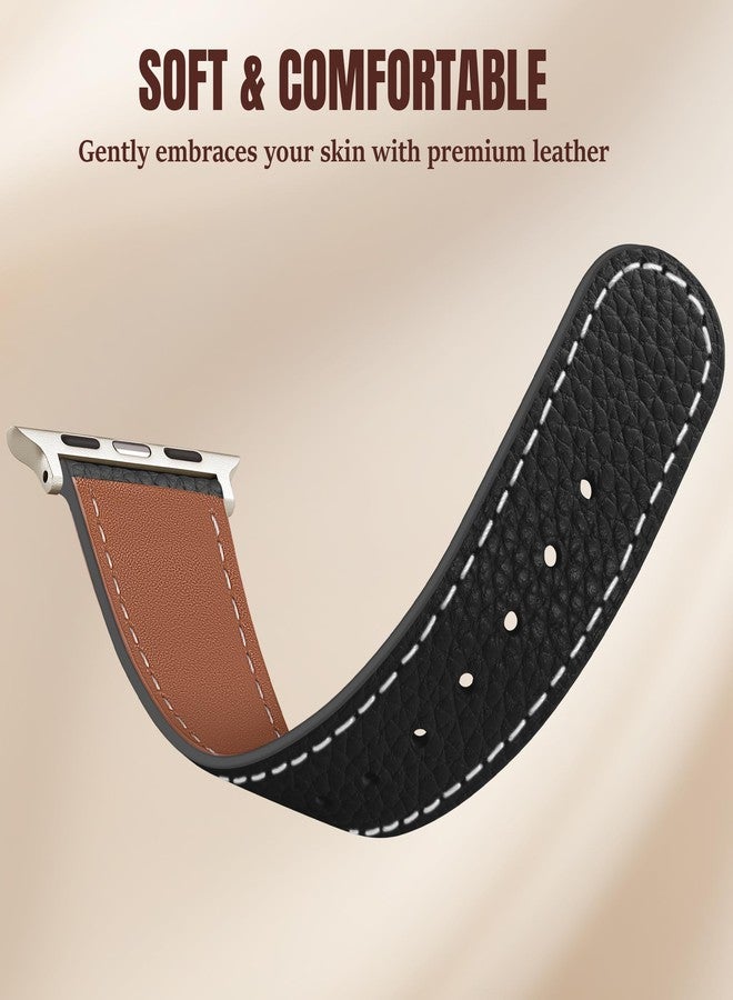 Charlam Leather Magnetic Watch Band, Compatible with Apple Watch Bands 40mm 38mm 41mm 42mm 44mm 45mm 46mm 49mm Women Men, Top Grain Leather Designer Strap for iWatch Series 11/10/9/8/7/6-1/Ultra 3/SE3 - Image 4