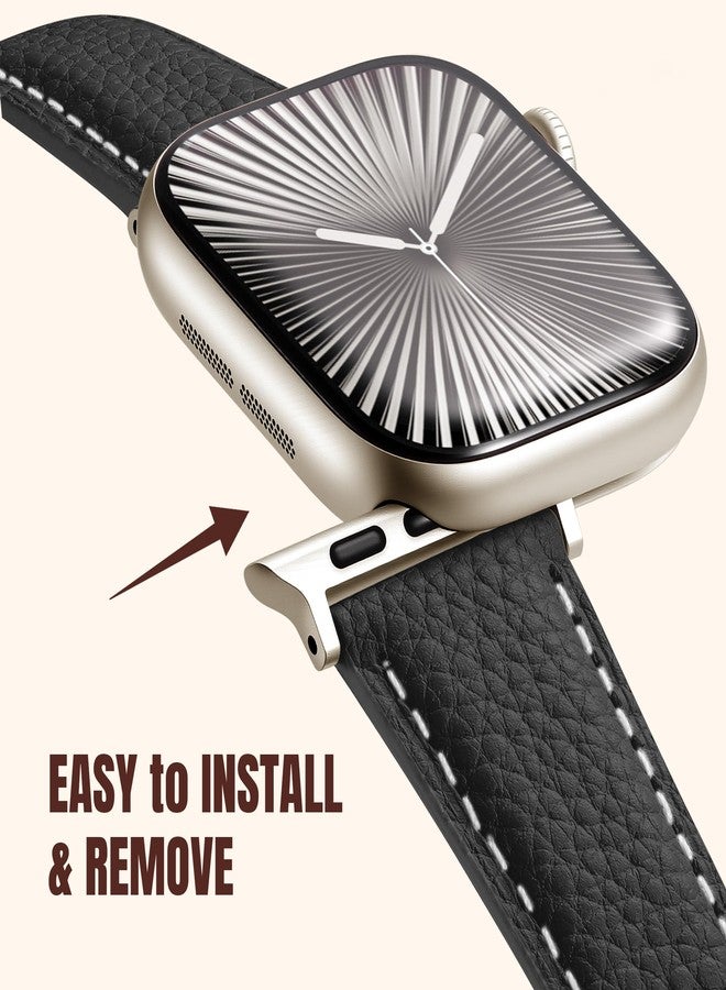 Charlam Leather Magnetic Watch Band, Compatible with Apple Watch Bands 40mm 38mm 41mm 42mm 44mm 45mm 46mm 49mm Women Men, Top Grain Leather Designer Strap for iWatch Series 11/10/9/8/7/6-1/Ultra 3/SE3 - Image 5