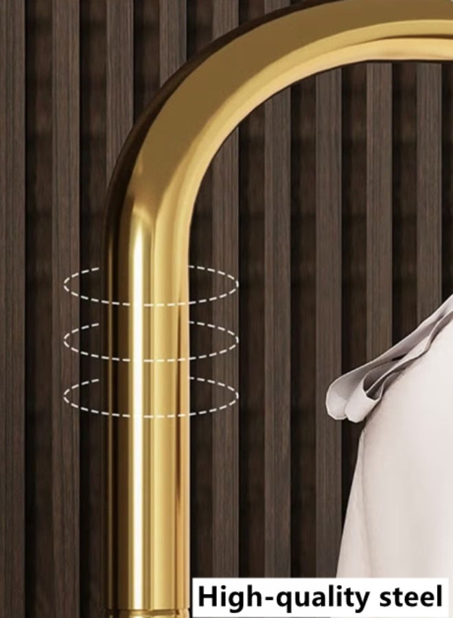 كوتيس حامل معاطف معدني من قطعة واحدة، رف ملابس، رف فردي للملابس، شماعات قائمة بذاتها لمدخل المنزل، للملابس، للمنزل، الفندق، أو للمحلات التجارية، باللون الذهبي/الأسود، بمقاس 45x28x170 سم - Image 4