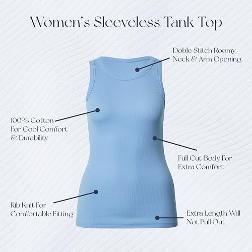 Diamond Star Women’s Undershirts (Pack of 12) Soft Cotton Blend Tank Tops, Tag Less A-Shirt Colorful Multipack Comfortable Fit (US, Alpha, Medium, Regular, Regular, 12 Pieces Assorted Colors) - Image 2
