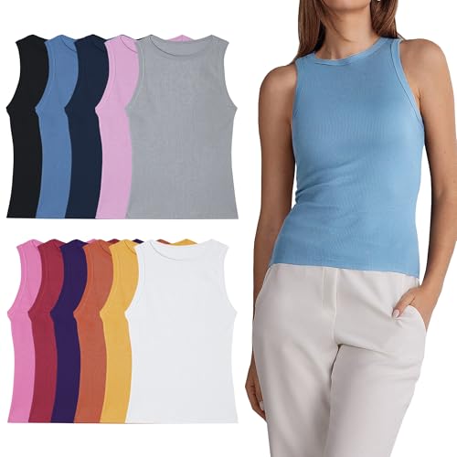 Diamond Star Women’s Undershirts (Pack of 12) Soft Cotton Blend Tank Tops, Tag Less A-Shirt Colorful Multipack Comfortable Fit (US, Alpha, Medium, Regular, Regular, 12 Pieces Assorted Colors) - Image 1