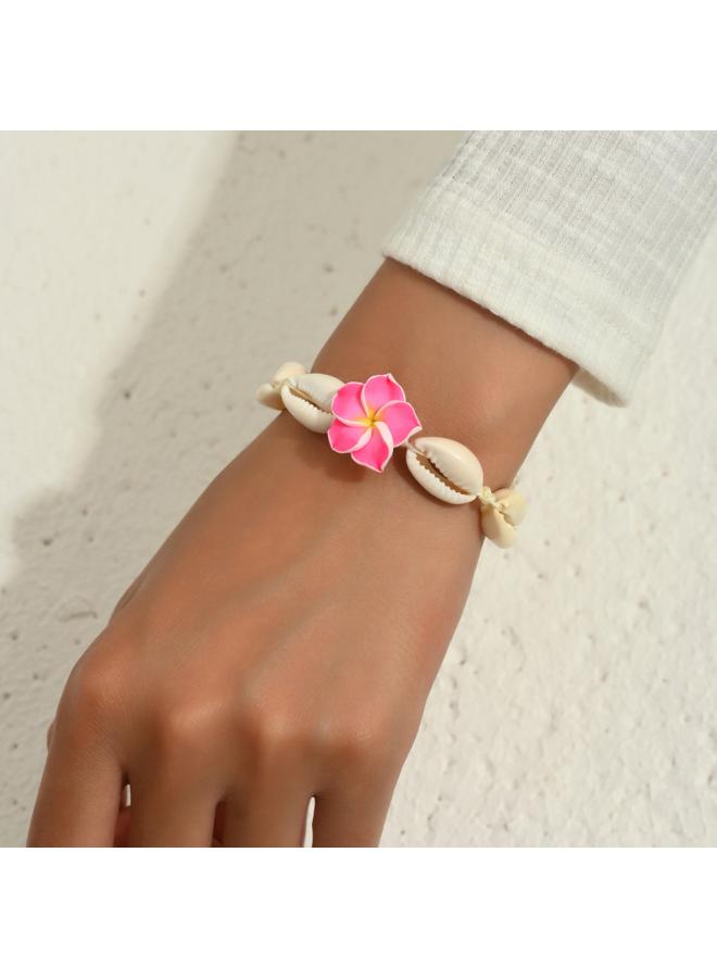 European And American Summer Fashion Necklace Soft Pottery Flower Shell Bracelet Woven Adjusting Foot Seaside Holiday Jewelry 