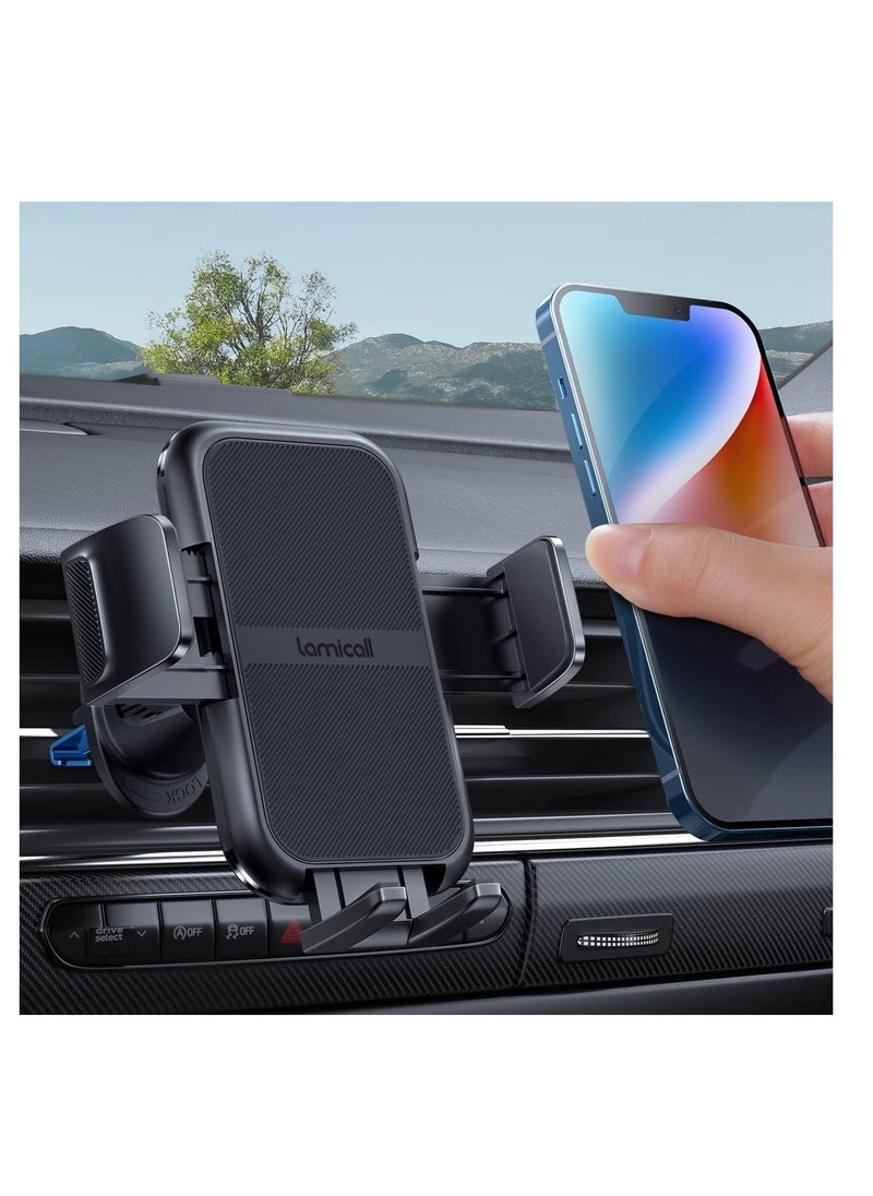 Lamicall - Lamicall 2024 Wider Clamp & Metal Hook Car Phone Holder Vent [Thick Cases Friendly] Phone Holders for Your Car Mount Automobile Hands Free Cradle Air Vent for iPhone 15 14 13 Pro Max Smartphone - Image 1