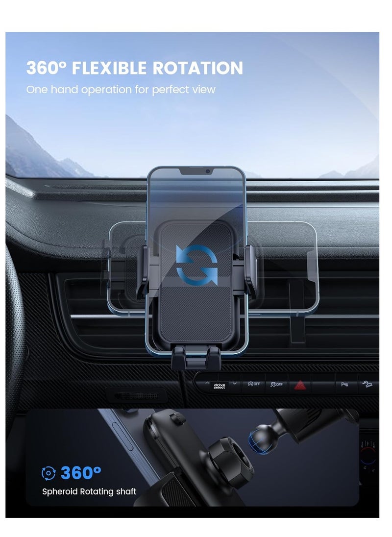 Lamicall - Lamicall 2024 Wider Clamp & Metal Hook Car Phone Holder Vent [Thick Cases Friendly] Phone Holders for Your Car Mount Automobile Hands Free Cradle Air Vent for iPhone 15 14 13 Pro Max Smartphone - Image 1