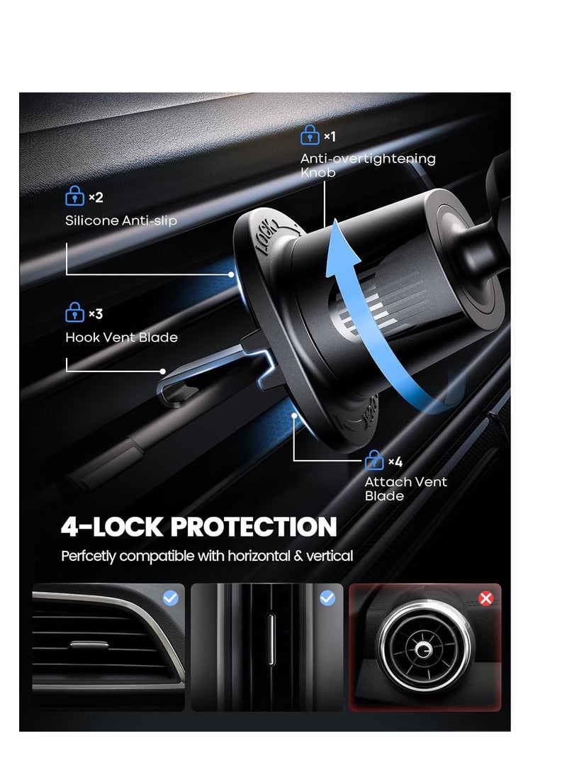 Lamicall - Lamicall 2024 Wider Clamp & Metal Hook Car Phone Holder Vent [Thick Cases Friendly] Phone Holders for Your Car Mount Automobile Hands Free Cradle Air Vent for iPhone 15 14 13 Pro Max Smartphone - Image 1