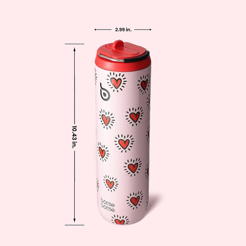 BOTTLE BOTTLE Insulated Water Bottle 24oz with Straw Lid and Handle for Sports Travel Gym Stainless Steel Water Bottles Double-Wall Vacuum Metal Leak Proof BPA-Free (HeartBeats) - Image 4
