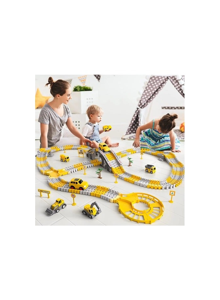 236 PCS Construction Toys Race Tracks for Boys Kids Toys, 6 PCS Construction Car and Flexible Track Playset Create A Engineering Road for 3 4 5 6 Year Old Boys Girls Toys  - Image 1