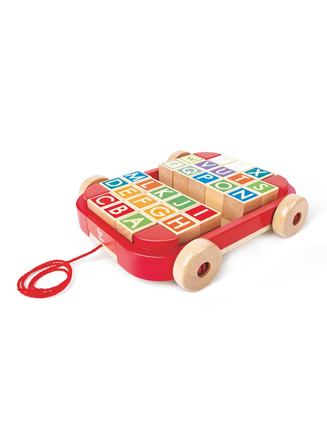 Hape Wooden Pull Along Cart With Stacking Blocks