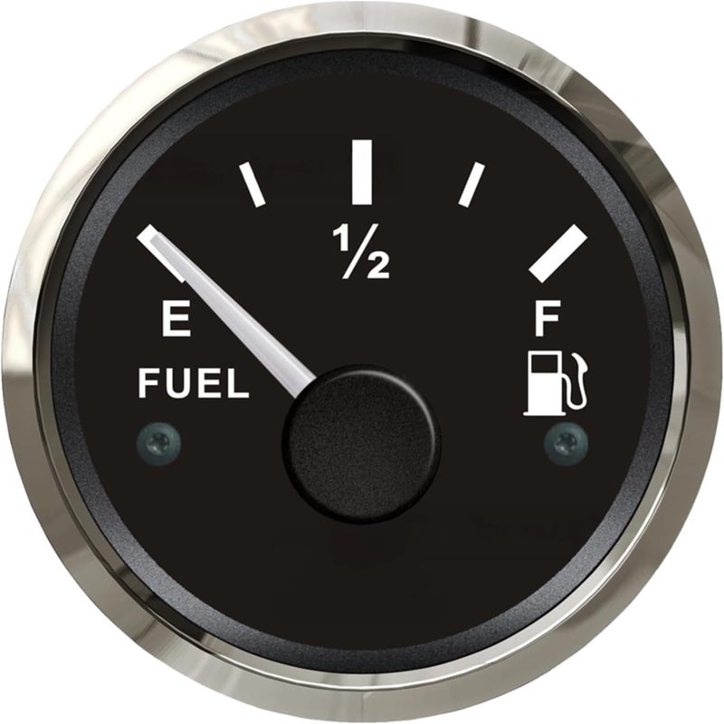 Fuel Meter for Marine & Automotive Vehicles, Golf Cart Battery Indicator, Fuel Level Gauge with Black Dial and White Pointer - Image 1