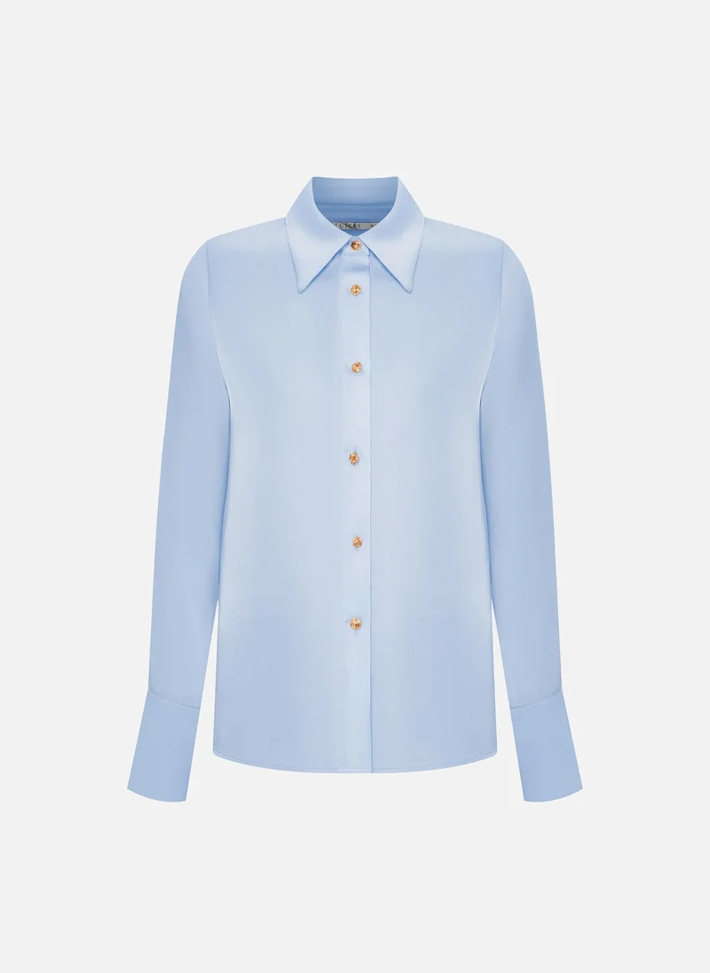 Lichi Satin shirt with golden buttons