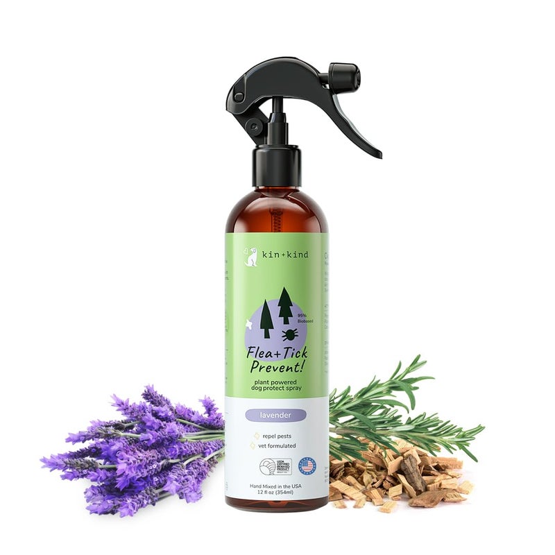 kin+kind | Plant-Based Flea and Tick Spray for Dogs (12 fl oz) | Lavender - Image 1