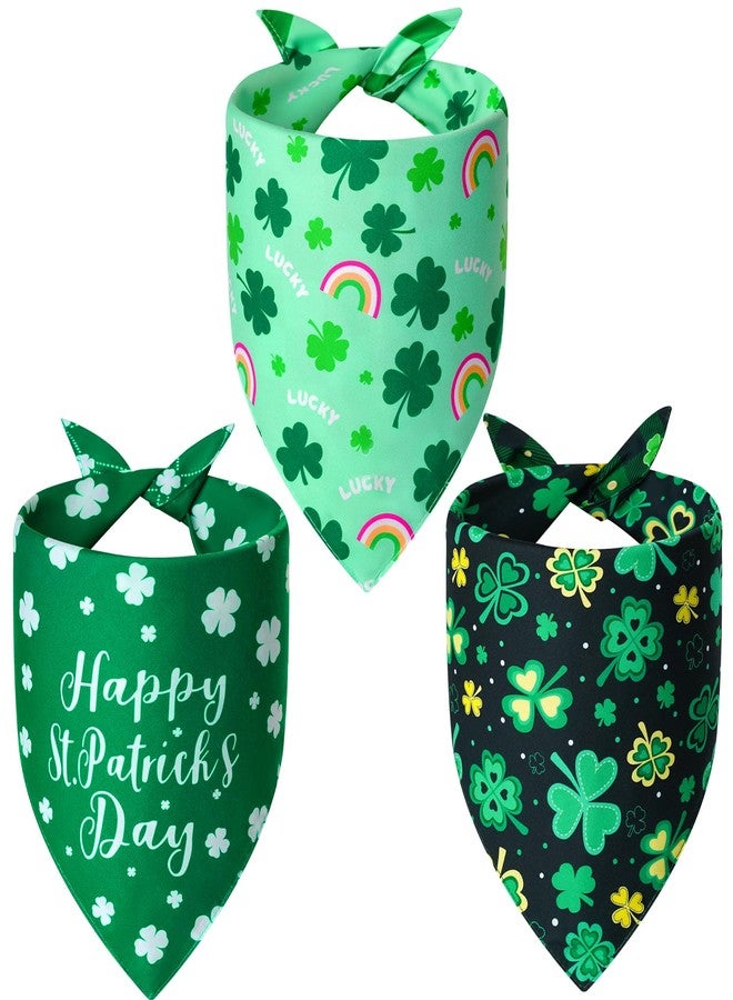 Agroon St. Patrick's Day Dog Bandanas XLarge 3PCS, 6 Pattern Green Scarf for Boy and Girl, Triangle Reversible Bibs Breed for Puppy Pets - Image 1