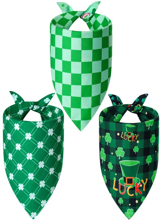 Agroon St. Patrick's Day Dog Bandanas XLarge 3PCS, 6 Pattern Green Scarf for Boy and Girl, Triangle Reversible Bibs Breed for Puppy Pets - Image 2