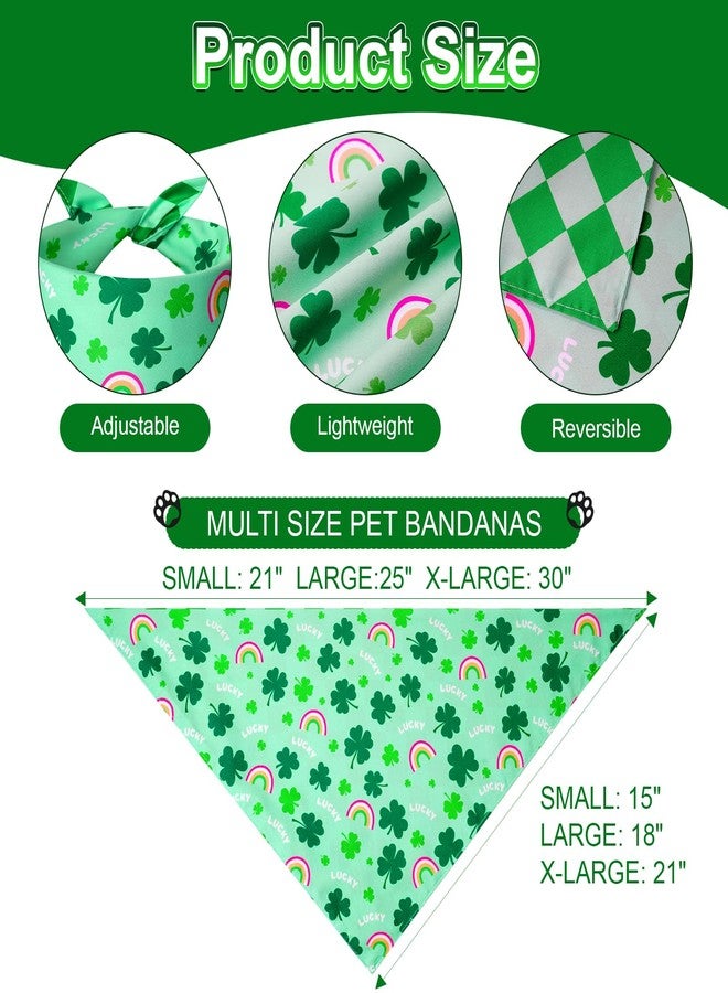Agroon St. Patrick's Day Dog Bandanas XLarge 3PCS, 6 Pattern Green Scarf for Boy and Girl, Triangle Reversible Bibs Breed for Puppy Pets - Image 3