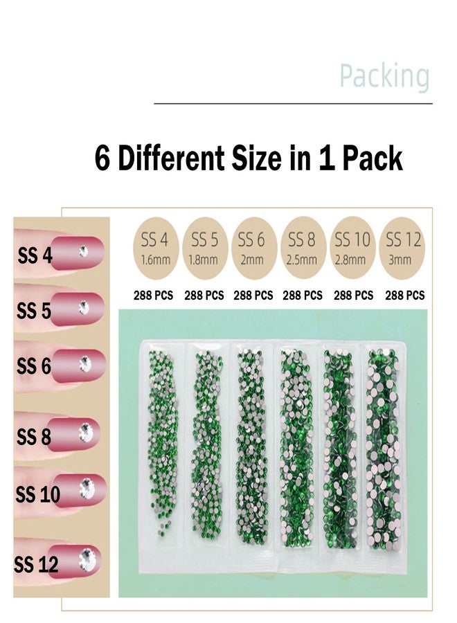LOOKSEVEN 1728PCS Nail Art Rhinestone Light Green Glitter Diamend Gems 3D Tips DIY Decoration Fashion Flatback Crystal Gems Crystal Nail Rhinestones for Acrylic Nails, DIY Projects - Image 5