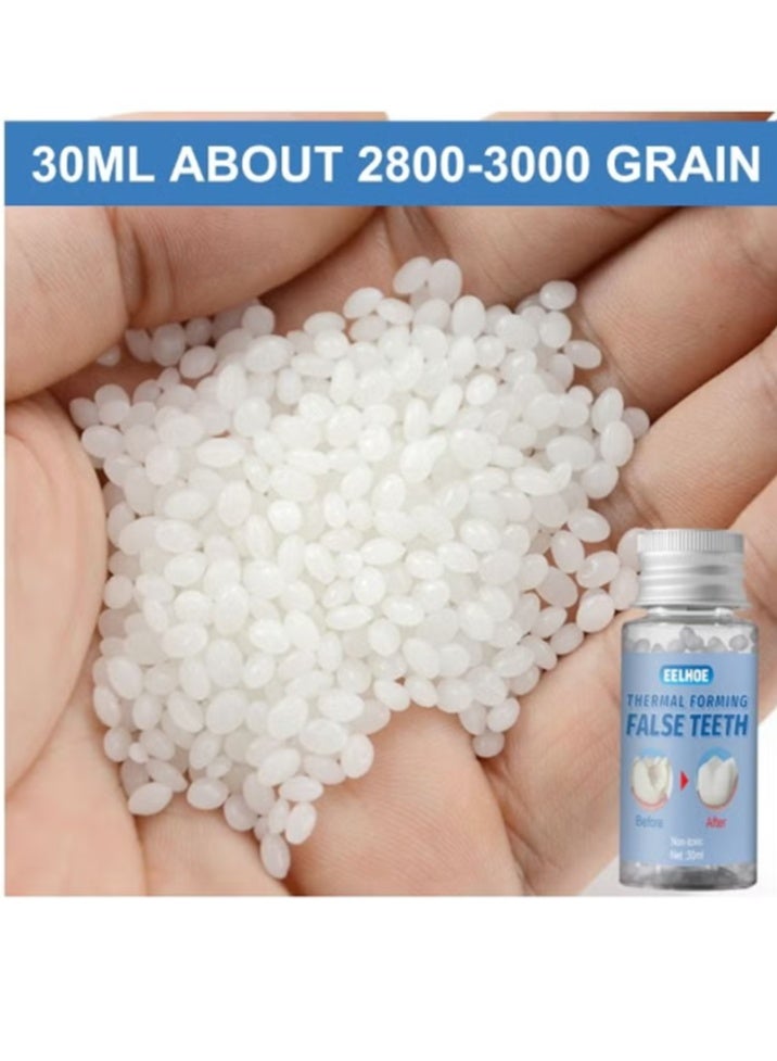 EELHOE Thermal Forming False Teeth,Temporary Tooth Repair Beads Reusable Teeth Filling Replacement for Chipped Teeth,Thermal Beads for Missing & Broken Tooth Fake Teeth Non Toxic Tooth Repair Kit 30ml - Image 4