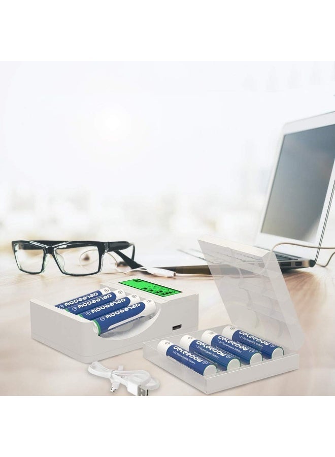 DLP High Capacity Rechargeable Batteries Ni-MH 3300mAh 1200 Cycles (4Pcs AA Batteries) with LCD Smart Battery Charger for Rechargeable AA AAA Batteries - Image 5