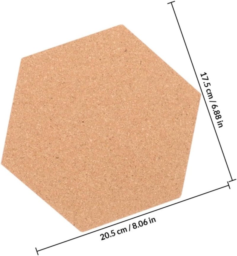 SUPVOX Hexagonal Cork Pin Board 7pcs Set with 56 Cork Pins Self-Adhesive Wall Bulletin Board for Office and Home Photo Display Message Notice - Image 2