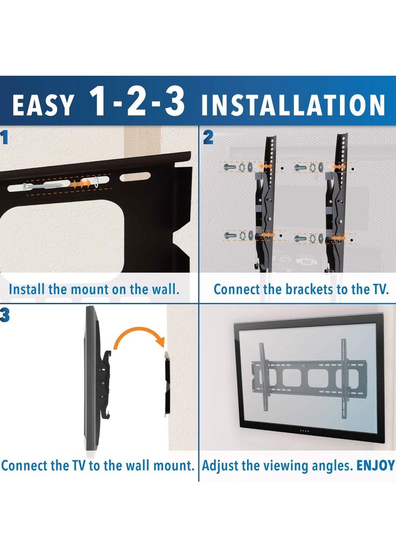 Large Tilting TV Wall Mount Bracket | 42 43 50 55 58 65 70 75 80 Inch | 220 Pound Capacity | VESA Compatible | Low Profile | Flat Screens - Image 5