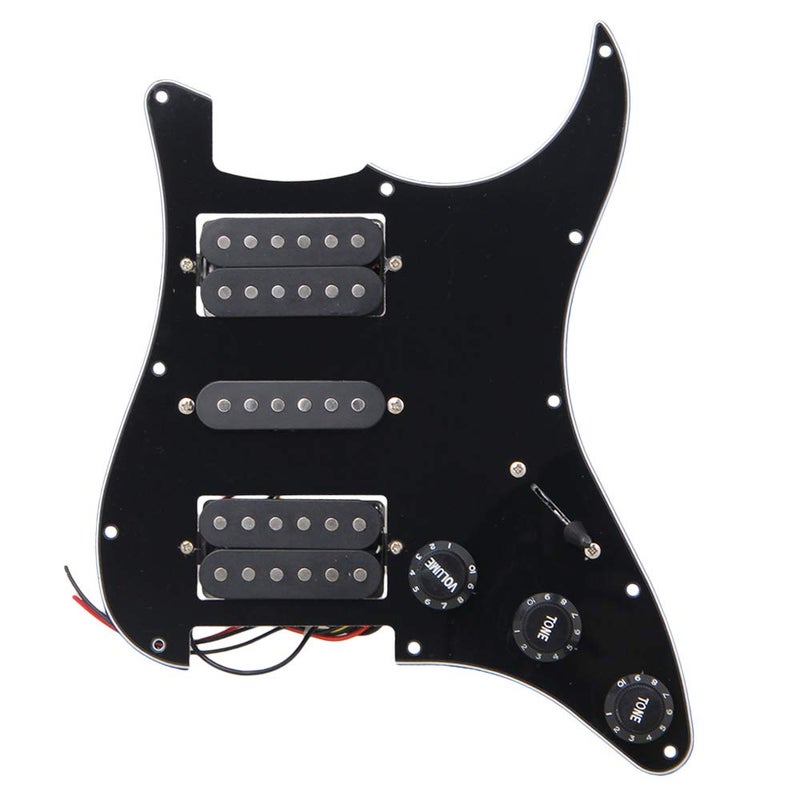 Homeswitch logyues Loaded Prewired Pickguard Guard Plate with HSH Preload Pickup for Electric Guitar (Black) - Image 1
