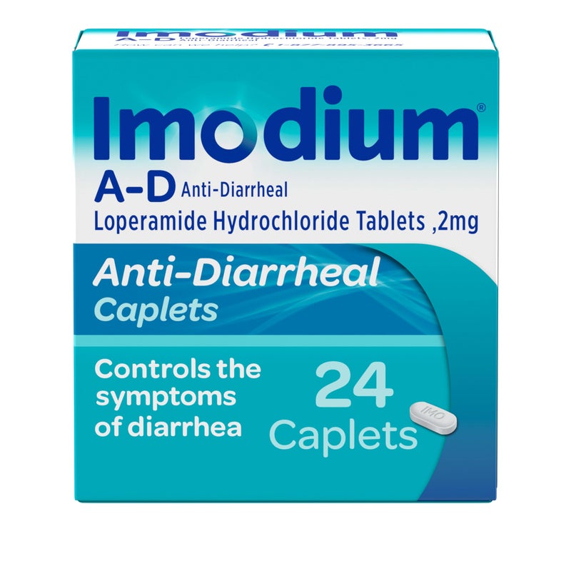 Imodium A-D Diarrhea Relief Caplets with Loperamide HCl, Anti-Diarrheal Medicine to Help Control Symptoms of Diarrhea Due to Acute, Traveler's Diarrhea, HSA/FSA Eligible, 24 ct - Image 1