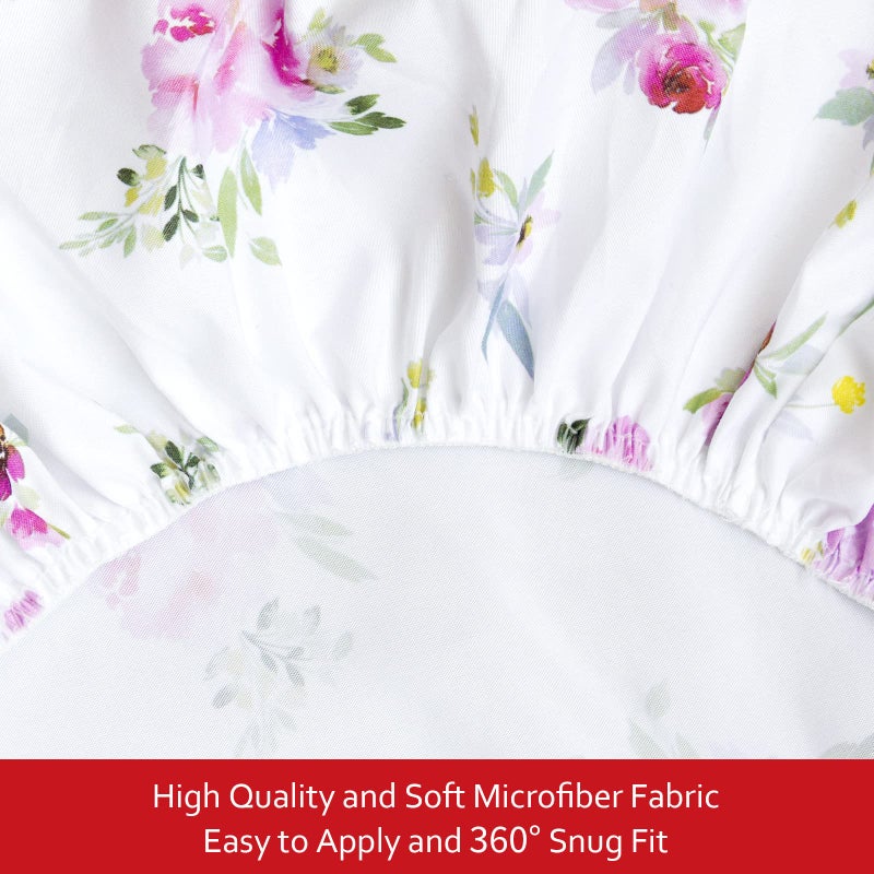 Moonsea Pack and Play Sheets Girl, 2 Pack Mini Crib Sheets, Stretchy Playard Fitted Sheet, Compatible with Graco Pack n Play, Soft and Breathable Material, Floral - Image 4