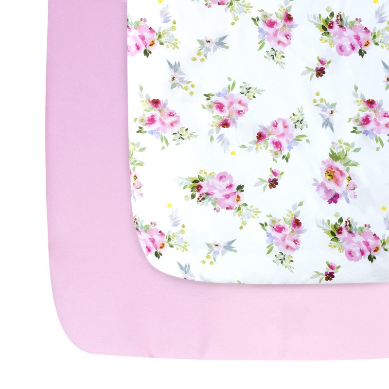 Moonsea Pack and Play Sheets Girl, 2 Pack Mini Crib Sheets, Stretchy Playard Fitted Sheet, Compatible with Graco Pack n Play, Soft and Breathable Material, Floral - Image 1