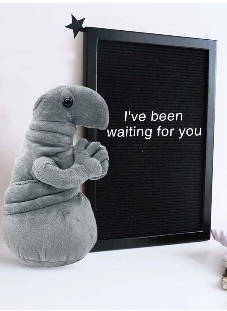 null - Plush toys with English text "Waiting Statue Tubby Gray Blob Plush Toy Soft Plush Doll Homunculus Loxodontus Creative Nice 7.9 in Tall" - Image 1