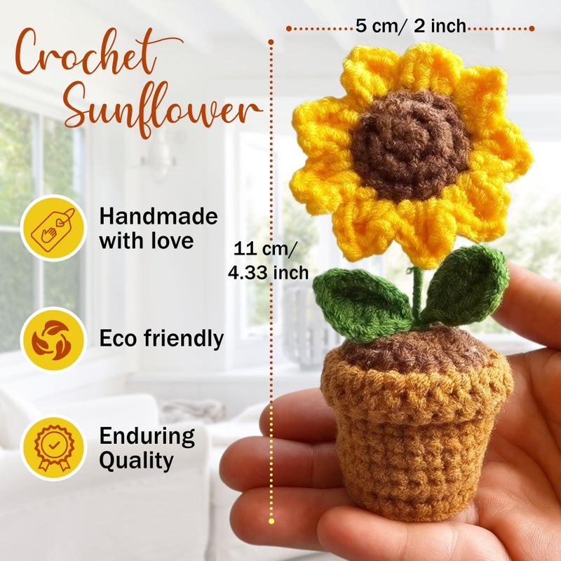 VELENTI Teacher Gifts - Thank You For Helping Me Grow - Crochet Daisy  Heart  Sunflower Gifts - Lovely Teacher Appreciation Gifts - Best Teacher Gift for Nursery Teacher  Teaching Assistant (1 Flower: Assorted) - Image 2