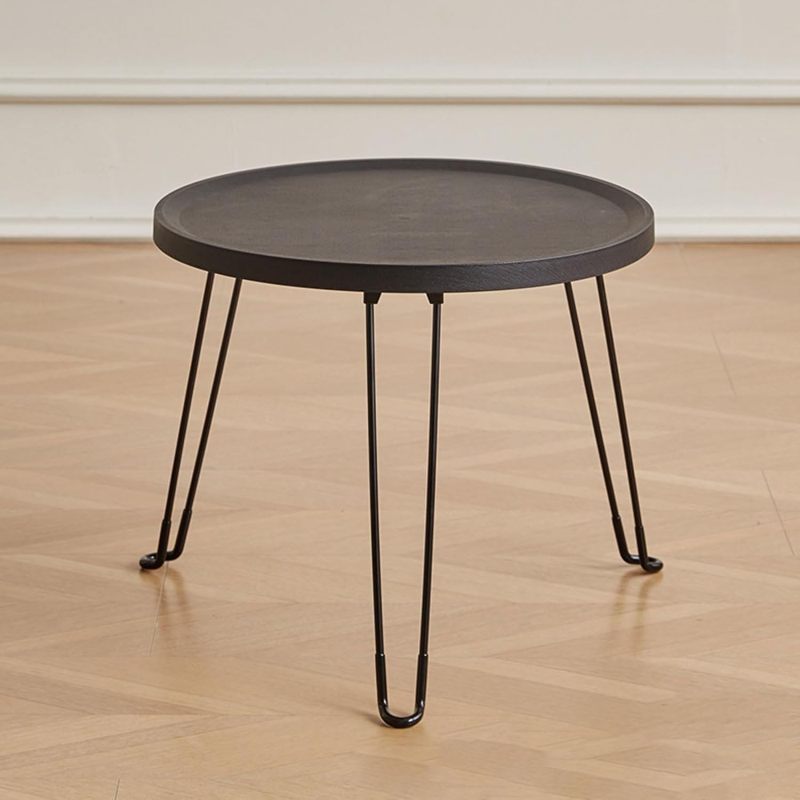 Foldable Side Table: Black, Light Wear-resistant Material, Rounded Smooth Corners - Space-saving Design, Waterproof Surface for Small Spaces, Bedroom, Living Room, Office - Image 1