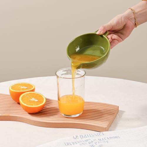 Tuioyoc Ceramic Citrus Lemon Orange Juicer Manual Squeezer, Hand Juicer Reamer Rotation Press with 6.8oz Bowl, Strainer Lid, Spout, Handle, Dishwasher Safe, Easy to Clean - Image 5