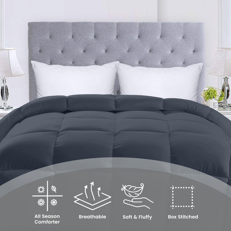 Utopia Bedding Comforters King Size, All Season Duvet Insert, Down Alternative Box Stitched Bed Comforter with Corner Tabs, Machine Washable (Grey) - Image 3