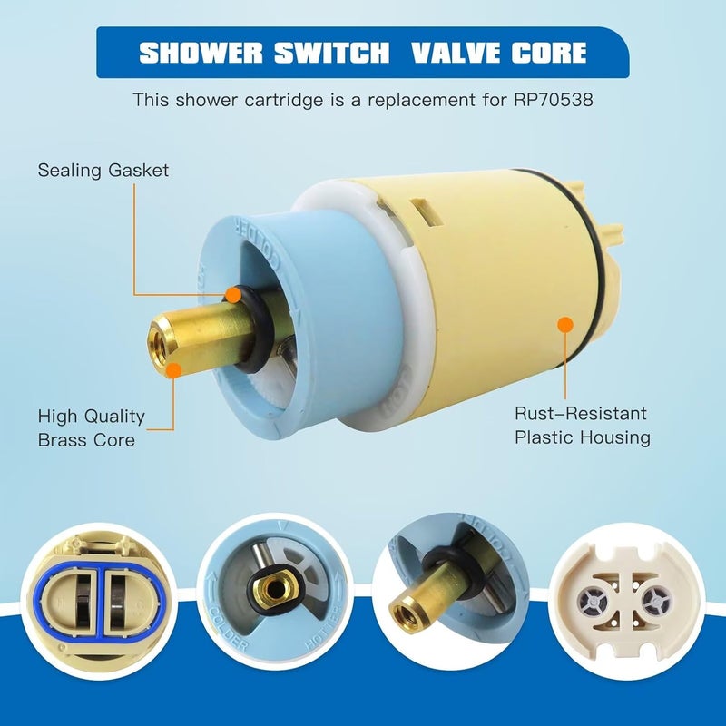Set product combo compatible New Single Function Pressure Balance Cartridge Replacement with Check Valve for Delta for Peerless Replaces RP70538 RP73625 for Single Handle Tub Shower Faucets Multi item matching - Image 5