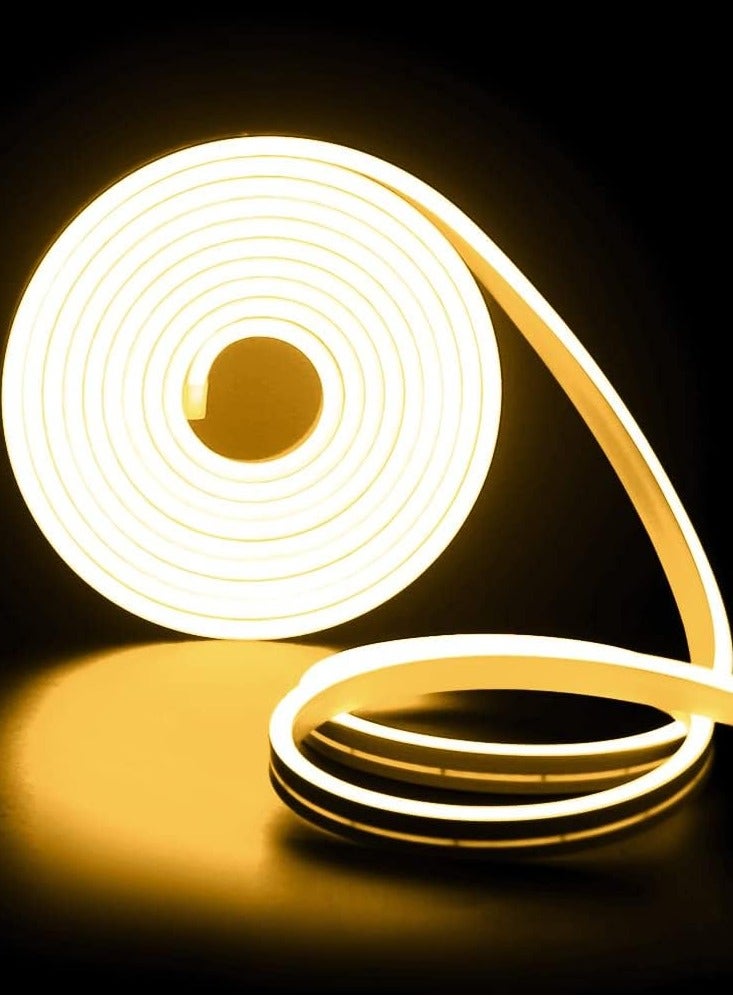معرض الأعياد 12 فولت LED شريط حبل نيون، 16.4 قدم / 5 مل أضواء شريطية، 12 فولت مرن نيون فليكس للمطبخ وغرفة النوم والداخلية والخارجية وديكور المنزل DIY متضمن محول اللون أبيض دافئ - Image 1