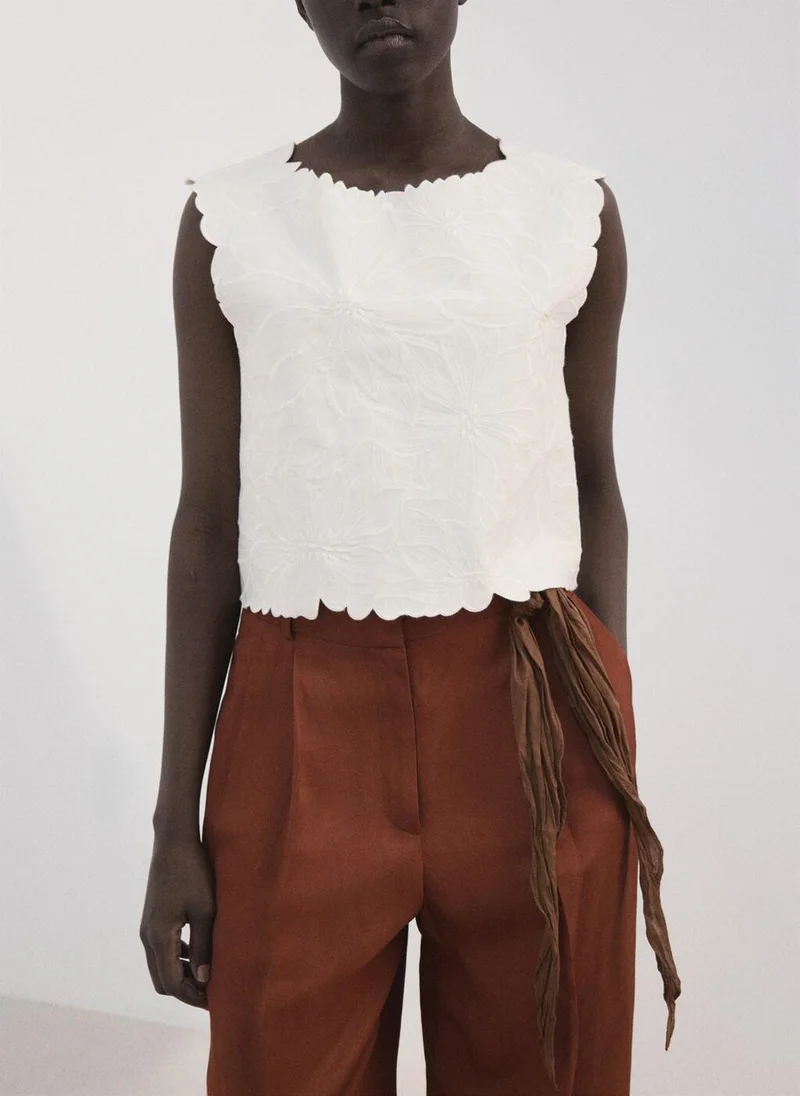 MANGO Embroidered flower top